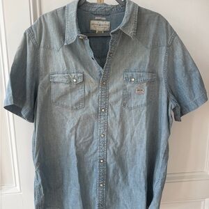 Denim & Supply Ralph Lauren Light Blue Short-Sleeve Denim Shirt chambray pearl